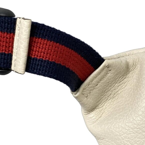 Auth GUCCI Print Small Belt Bag 527792 White Leather Bum Bag - Picture 10 of 16